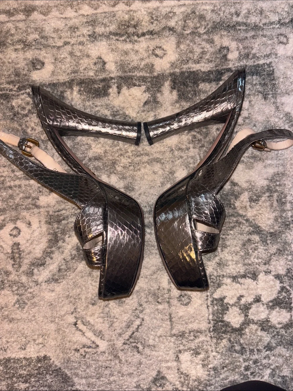 Prada Metallic Snakeskin Heels Size 40 - Picture 2 of 4